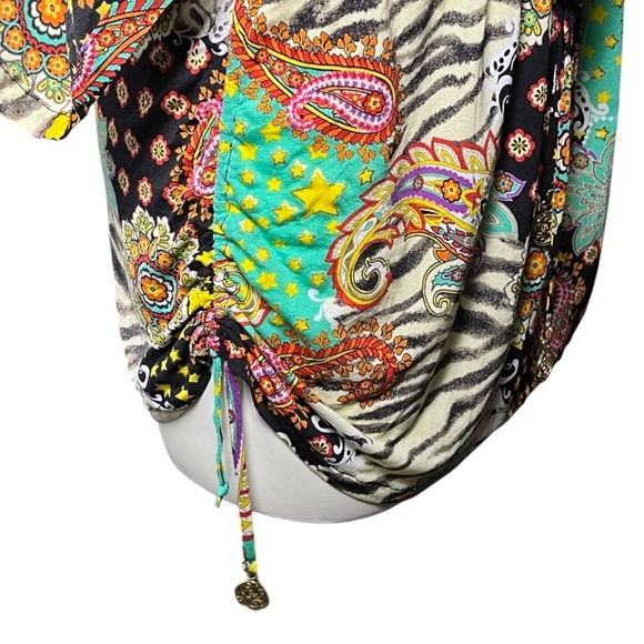 Luli Fama South Beach Mini Dress Swim Coverup Jungle Paisley Zebra Size Small - Picture 4 of 9